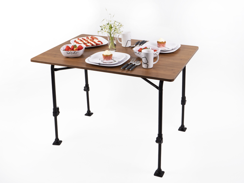 Campingtisch TJÖRN 80 - 80x60x51/71cm, schwarzes Aluminiumgestell