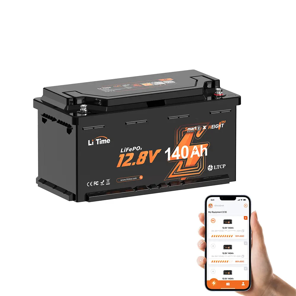 LiTime 12V 140Ah H190 LiFePO4 акумулатор с Bluetooth за монтаж под седалка