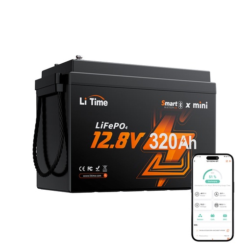 LiFePO4 акумулатор LiTime 12V 320Ah W190 Smart с Bluetooth